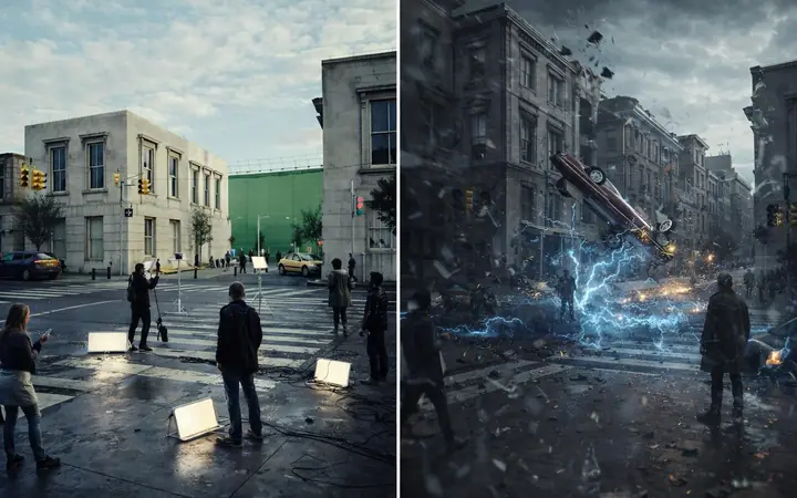Visual effects shot composited in Blender