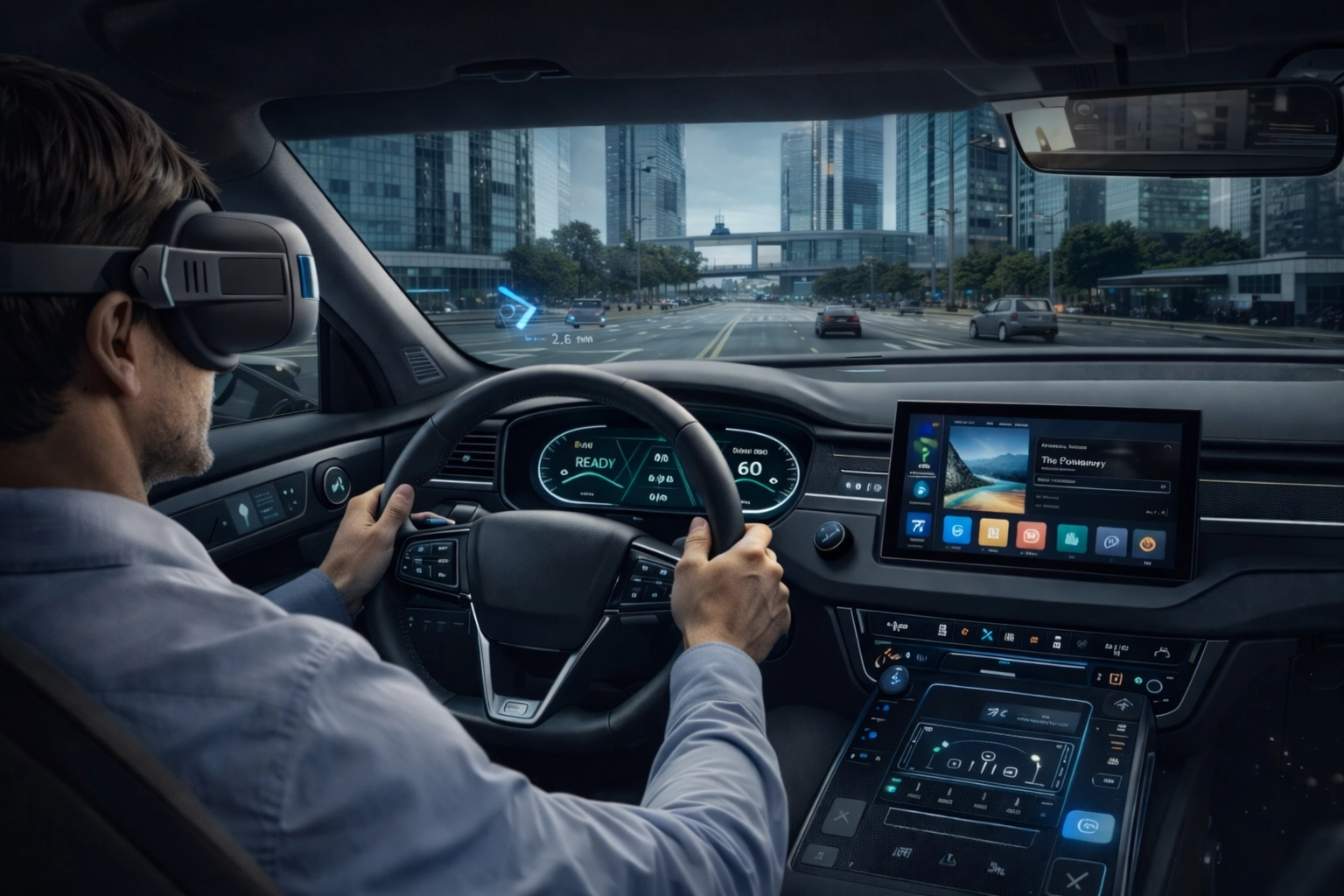 VR cabin for testing automotive dashboard and HMI before production