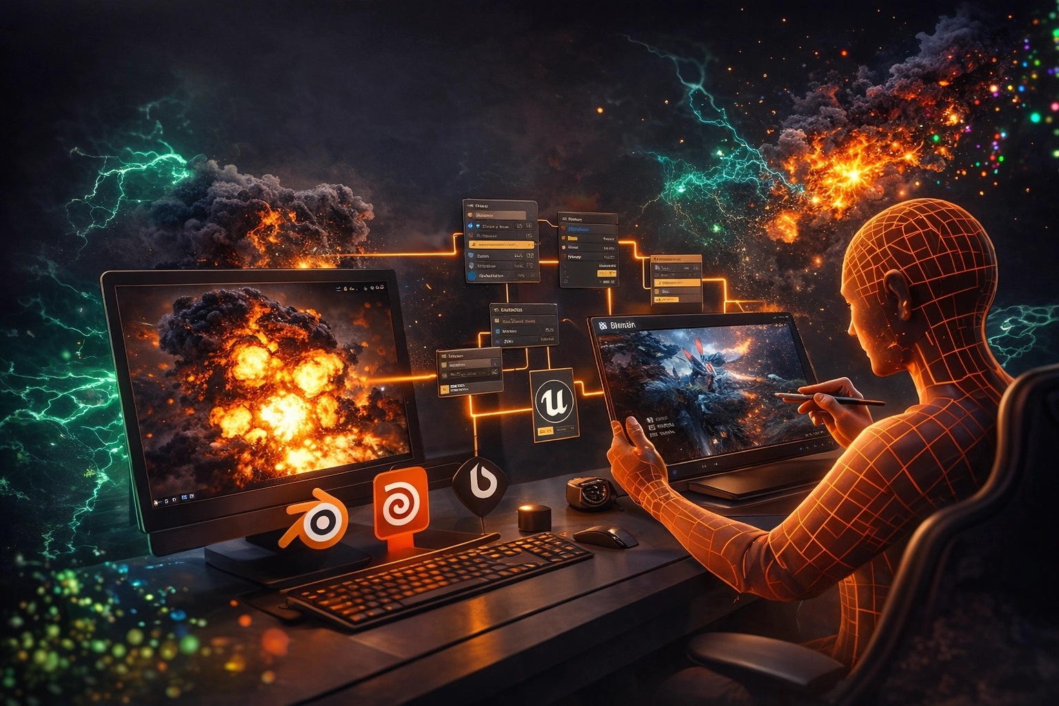 GauravGo Games VFX showcase – cinematic compositing and simulation work